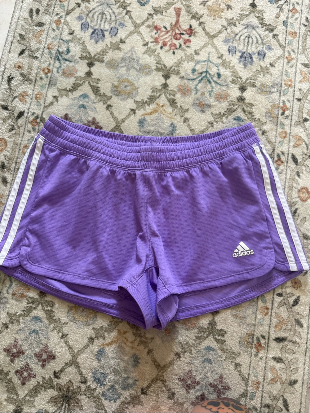 adidas Purple Athletic Shorts with White Side Stripes